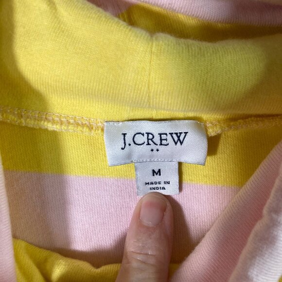 Womens J Crew Cowel Neck Striped Pullover Sweatshirt M Cotton Pink Yellow - Picture 6 of 8